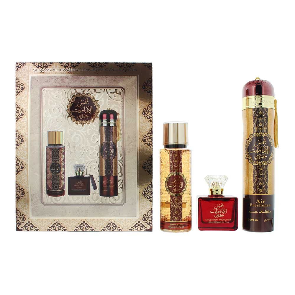 Ard Al Zaafaran Sham Al Emarat Khususi 100ml Eau de Parfum Gift Set 250ml Perfume Mist , 300ml Air Freshener