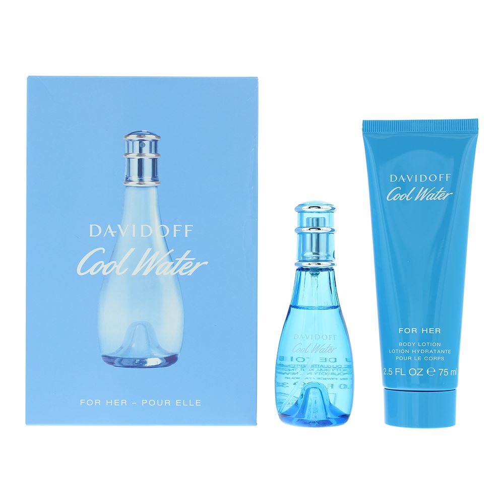 Davidoff Cool Water Woman 30ml Eau de Toilette Gift Set 75ml Body Lotion for Her