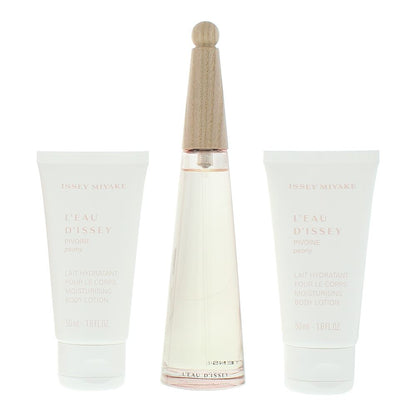 Issey Miyake L'eau D'issey Pivoine 50ml Eau de Toilette Gift Set 50ml  Body Lotion, 50ml Shower Cream Gift Set for Her