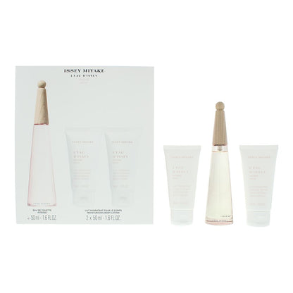 Issey Miyake L'eau D'issey Pivoine 50ml Eau de Toilette Gift Set 50ml  Body Lotion, 50ml Shower Cream Gift Set for Her