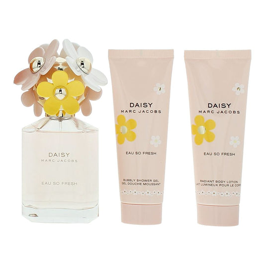 Marc Jacobs Daisy Eau So Fresh 75ml Eau De Toilette Gift Set 75ml Body Lotion, 75ml Shower Gel for Her