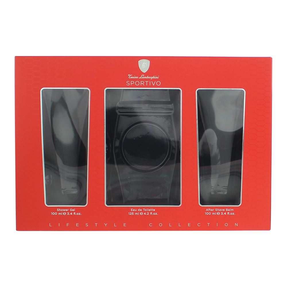 Lamborghini Sportivo 125ml  Eau De Toilette Gift Set 100ml Shower Gel, 100ml Aftershave Balm for Him