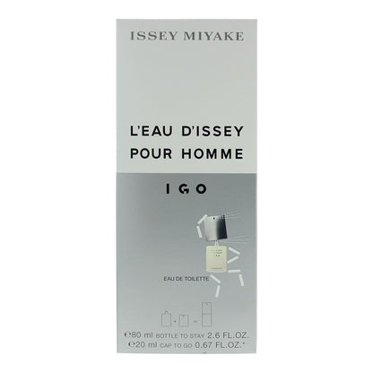 Issey Miyake L'eau D'issey Pour Homme IGO 80ml Eau De Toilette Bottle, 20ml Cap To Go for Him