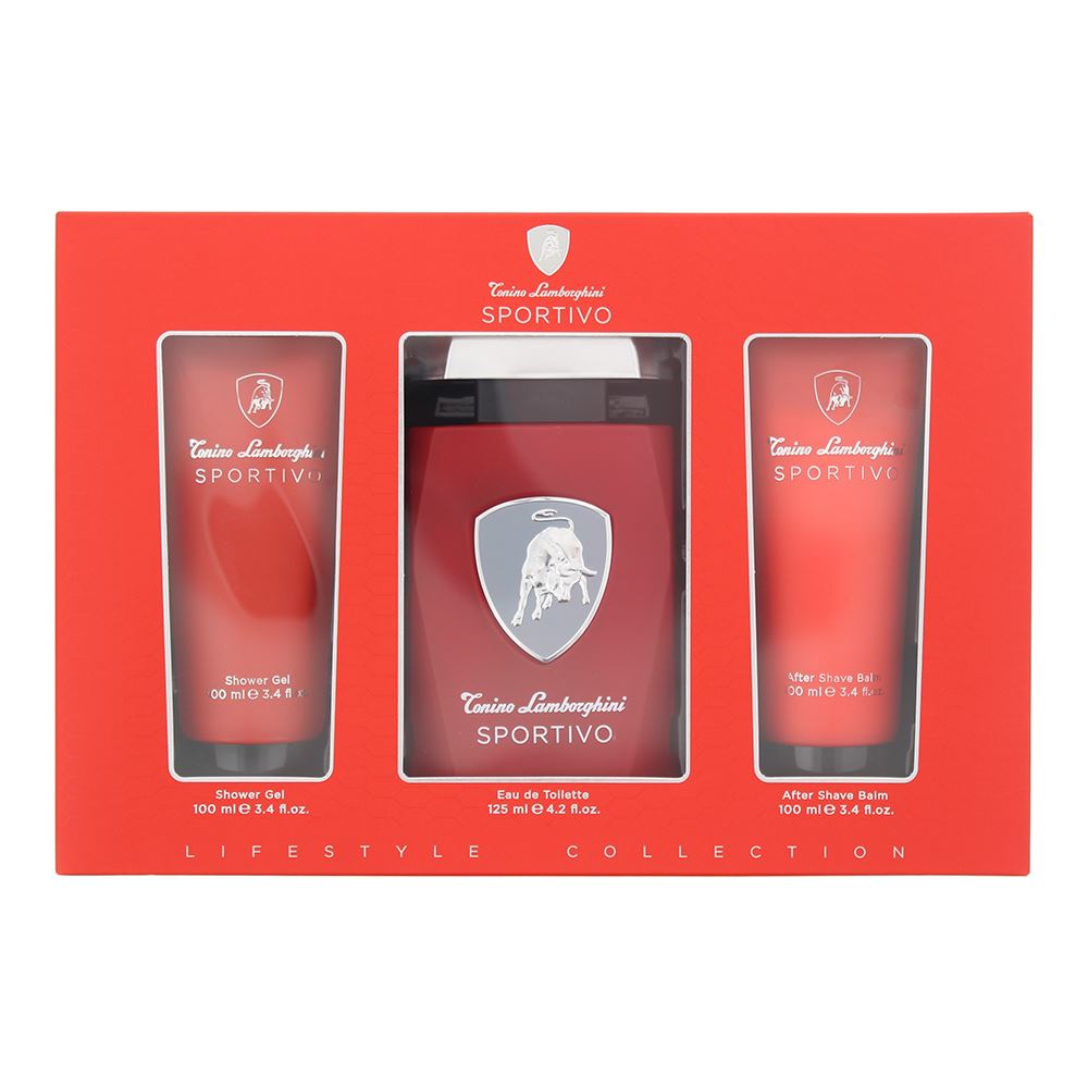 Lamborghini Sportivo 125ml  Eau De Toilette Gift Set 100ml Shower Gel, 100ml Aftershave Balm for Him