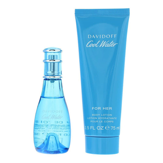 Davidoff Cool Water Woman 30ml Eau de Toilette Gift Set 75ml Body Lotion for Her
