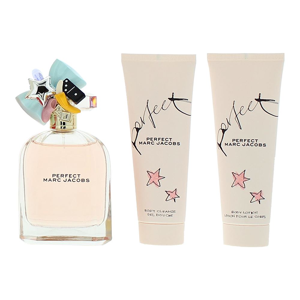 Marc Jacobs Perfect 100ml Eau De Parfum Gift Set 75ml Body Lotion, 75ml Shower Gel for Her