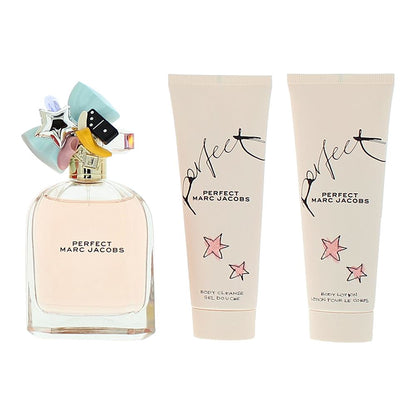 Marc Jacobs Perfect 100ml Eau De Parfum Gift Set 75ml Body Lotion, 75ml Shower Gel for Her
