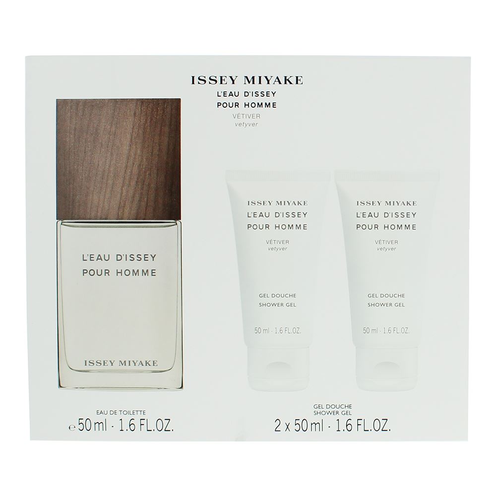 Issey Miyake L'eau D'issey Pour Homme Vetiver 50ml Eau de Toilette Gift Set 2 x 50ml  Shower Gel for Him