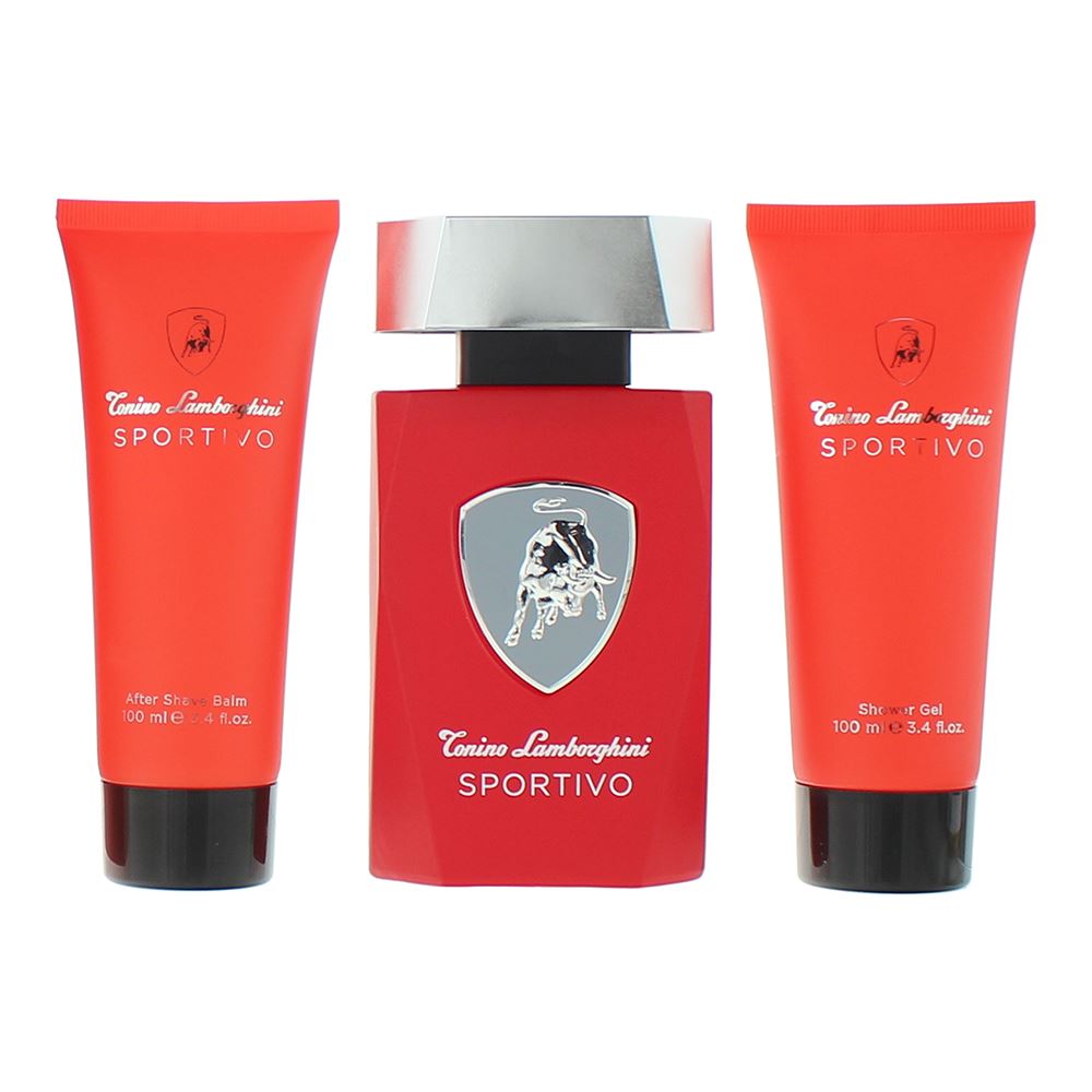 Lamborghini Sportivo 125ml  Eau De Toilette Gift Set 100ml Shower Gel, 100ml Aftershave Balm for Him