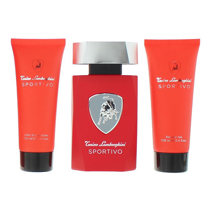 Lamborghini Sportivo 125ml  Eau De Toilette Gift Set 100ml Shower Gel, 100ml Aftershave Balm for Him