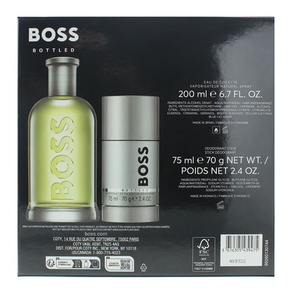 Hugo Boss Boss Bottled 200ml Eau de Toilette Gift Set 75ml Deodorant Stick for Him