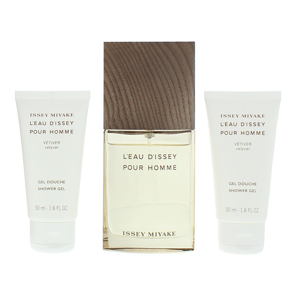 Issey Miyake L'eau D'issey Pour Homme Vetiver 50ml Eau de Toilette Gift Set 2 x 50ml  Shower Gel for Him