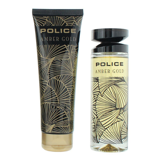 Police Amber Gold 100ml Eau De Toilette Gift Set 125ml Body Lotion for Her