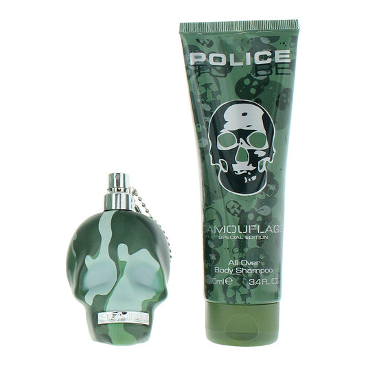 Police To Be Camouflage 75ml Eau de Toilette Gift Set 100ml Body Wash for Him