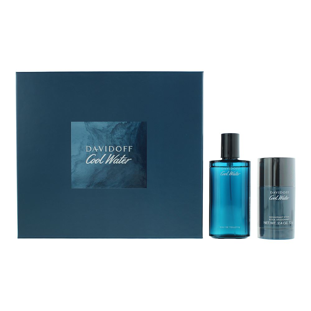 Davidoff Cool Water 75ml Eau de Toilette Gift Set 70g Deodorant Stick for Him