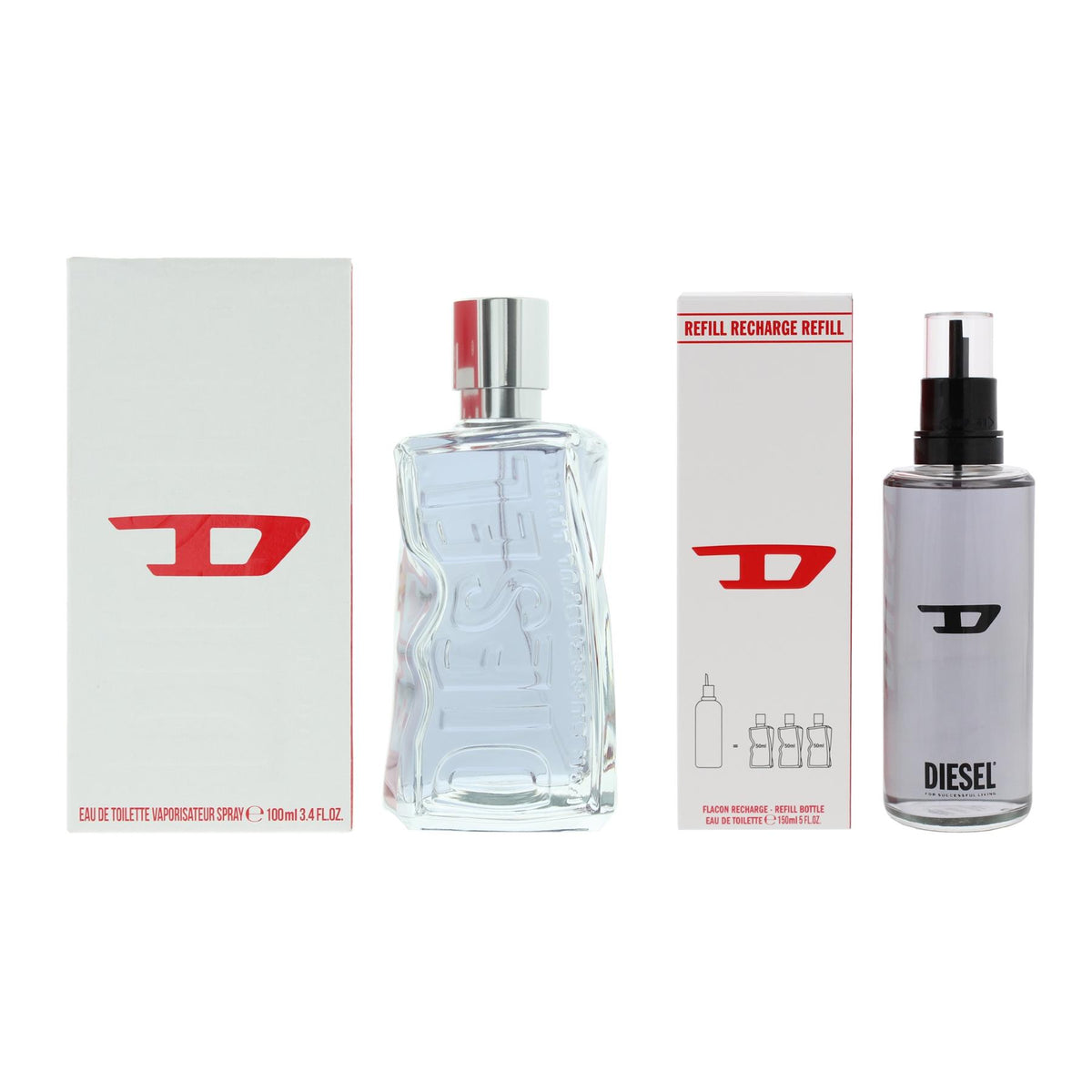 Diesel D 100ml Eau De Toilette Gift Set 150ml Eau de Toilette Refill for Unisex