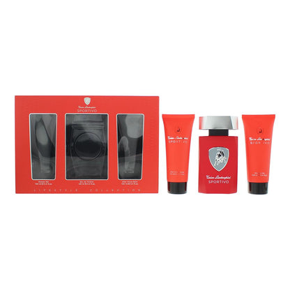 Lamborghini Sportivo 125ml  Eau De Toilette Gift Set 100ml Shower Gel, 100ml Aftershave Balm for Him