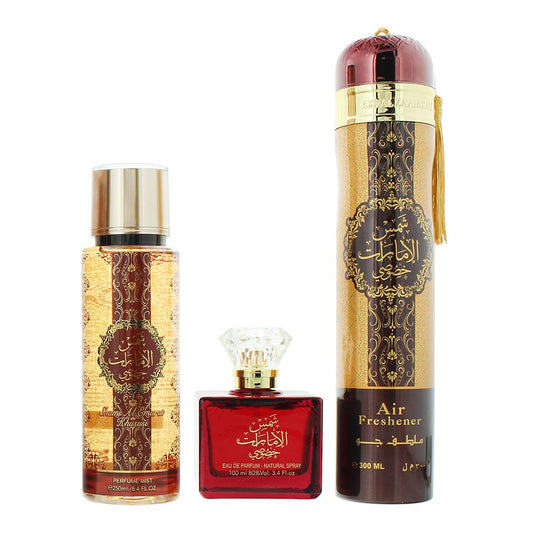 Ard Al Zaafaran Sham Al Emarat Khususi 100ml Eau de Parfum Gift Set 250ml Perfume Mist , 300ml Air Freshener