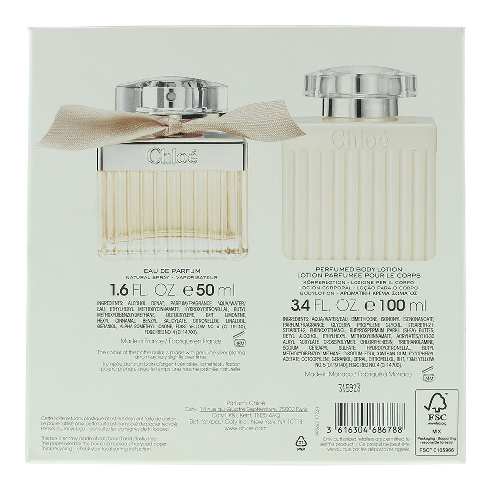 Chloe 50ml Eau de Parfum Gift Set 100ml Body Lotion for Her