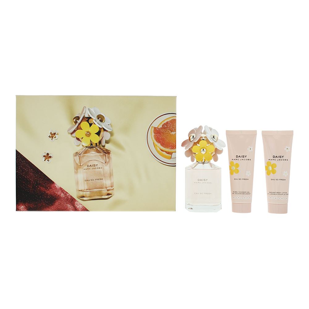 Marc Jacobs Daisy Eau So Fresh 75ml Eau De Toilette Gift Set 75ml Body Lotion, 75ml Shower Gel for Her