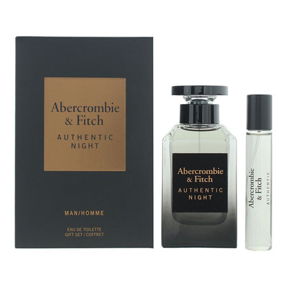Abercrombie & Fitch Authentic Night Man 100ml  Eau de Toilette Gift Set 15ml Eau de Toilette for Him