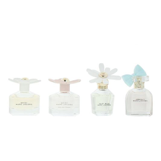 Marc Jacobs Daisy Wild 4ml, Daisy 4ml, Perfect 5ml, Daisy Eau So Fresh 4ml Mini Gift Set for Her