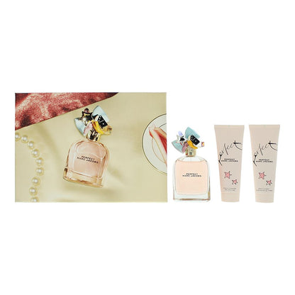 Marc Jacobs Perfect 100ml Eau De Parfum Gift Set 75ml Body Lotion, 75ml Shower Gel for Her